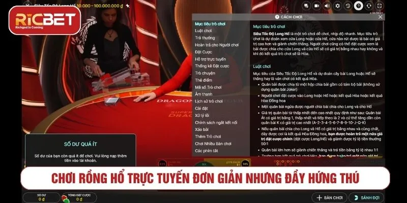 Trải Nghiệm Live Rồng Hổ Tại RICBET Với Tỷ Lệ Thắng Cao Chơi Rồng Hổ trực tuyến đơn giản nhưng đầy hứng thú