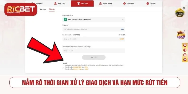 Quy Trình Rút Tiền RICBET Thành Công Chỉ Trong Vài Phút Nắm rõ thời gian xử lý giao dịch và hạn mức rút tiền