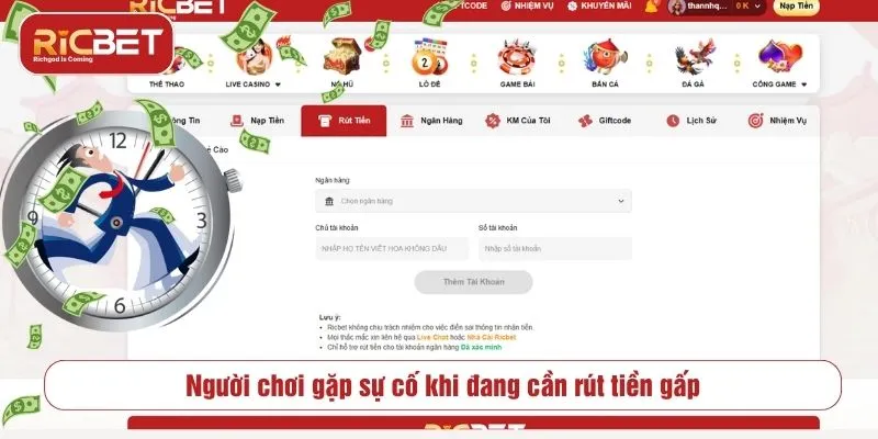 RICBET Có Lừa Đảo Không? Sự Thật Sau Những Tranh Cãi Người chơi gặp sự cố khi đang cần rút tiền gấp